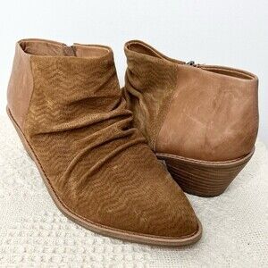 Kelsi Dagger Brooklyn Suede Leather Booties Tan Heeled Point Toe